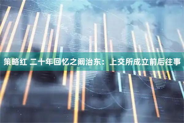 策略红 二十年回忆之阚治东：上交所成立前后往事